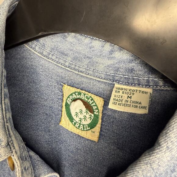 Vintage 90s Appalachian Trail Long Sleeve Button Down Denim Shirt Medium-Farmcor - Picture 3 of 5
